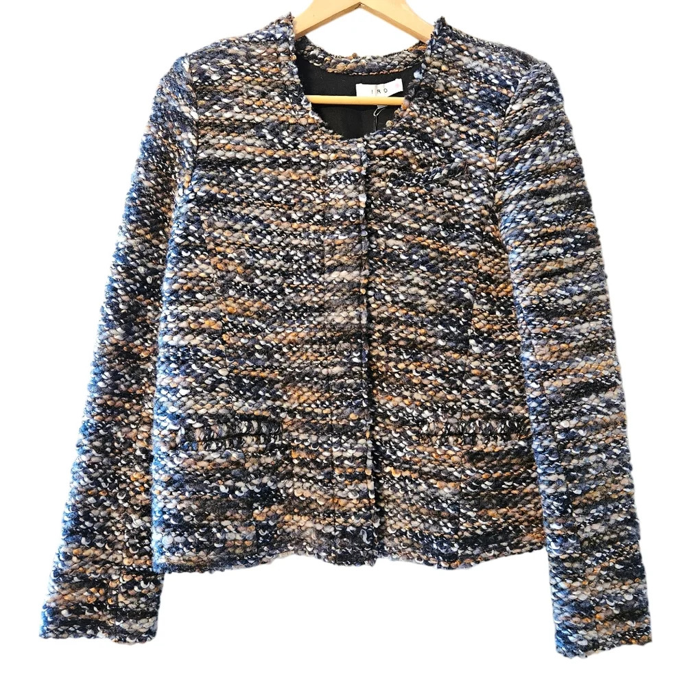 IRO Molly Bouclé Tweed Cropped Wool Blended Classic Jacket Size EU 40 US 8